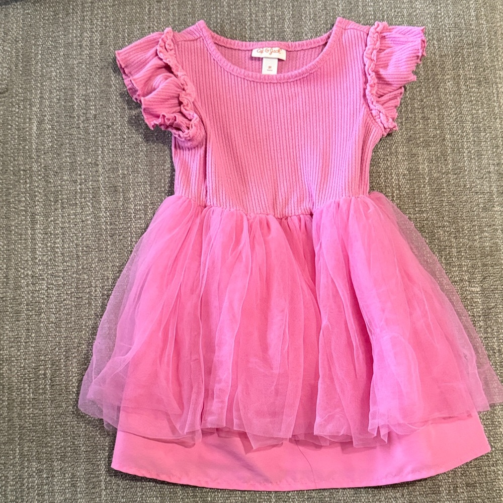 Pink Ruffle Sleeve Dress